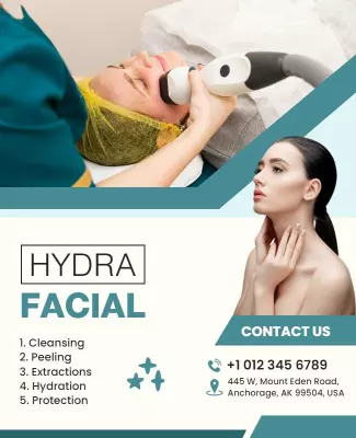 Clean Modern Aqua Hydra Facial Treatment Poster Template