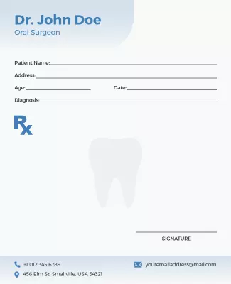 Clean Modern Dental Prescription Pad for Oral Surgeons Poster Template