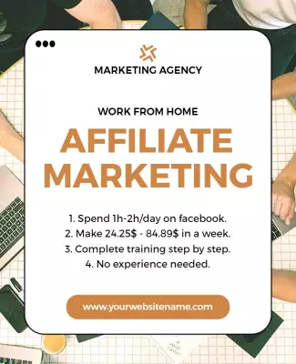 Clean White Affiliate Marketing Work From Home Poster Template