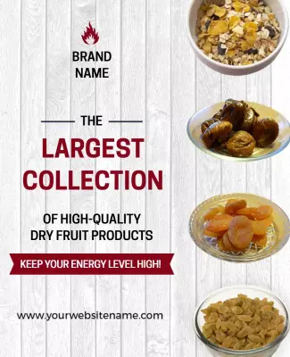 Clean White Kitchen Style Dry Fruit Collection Poster Template