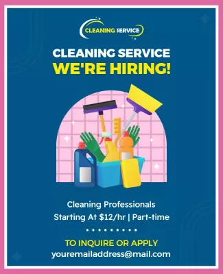 Cleaning Service Hiring Announcement Flyer Template
