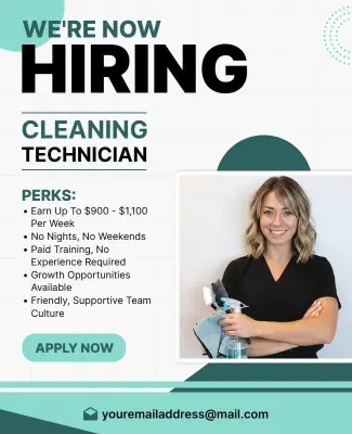 Cleaning Technician Job Hiring Poster Template