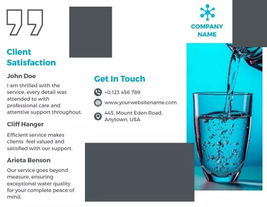 Clear Blue Water Quality Service Customer Satisfaction Brochure Template