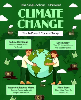 Climate Change Awareness and Action Tips Poster Template