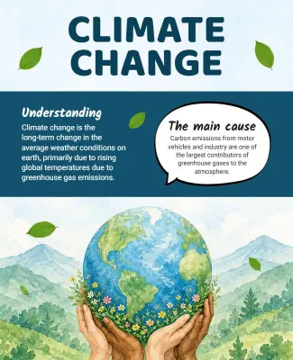 Climate Change Awareness Educational Poster Template