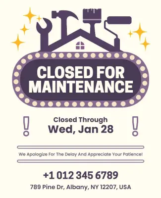 Closed for Maintenance Business Notice Flyer Template