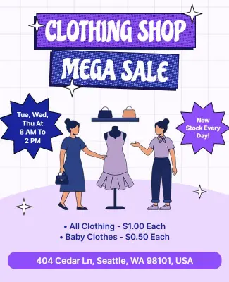 Clothing Shop Mega Sale Advertisement Poster Template