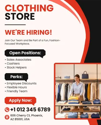 Clothing Store Hiring Announcement Flyer Template