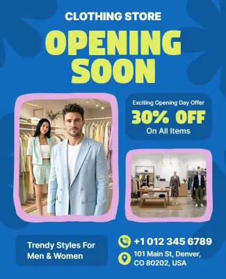 Clothing Store Opening Soon Promotion Poster Template
