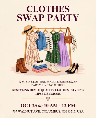 Clothing Swap Party and Styling Tips Flyer Template