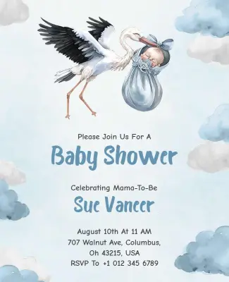 Cloud Design Baby Shower Invitation Flyer Template