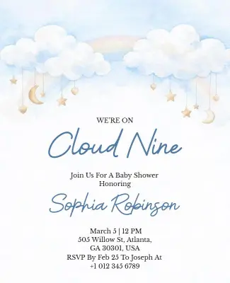 Cloud Nine Baby Shower Flyer Template