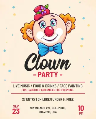 Clown Party Poster Template