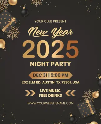 Club 2025 New Year Event with Live Music Flyer Template
