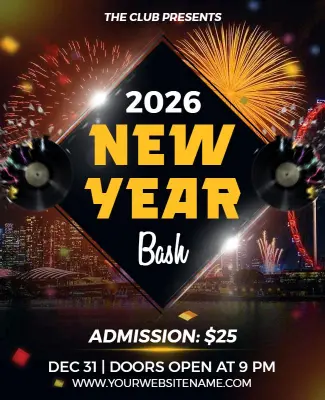 Club 2026 New Year Bash Celebration Flyer Template