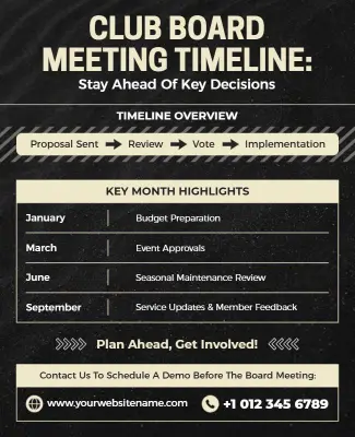 Club Board Meeting Timeline Flyer Template