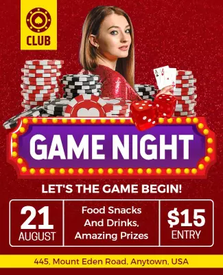 Club Casino Game Night Event Flyer Template