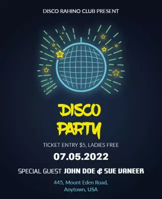 Vibrant Disco Themed Night Party Flyer Template