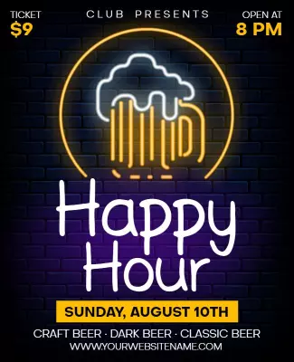 Club Happy Hour Beer Event Flyer Template