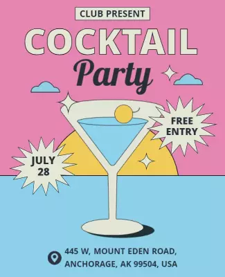 Club Hosted Cocktail Party Event Flyer Template