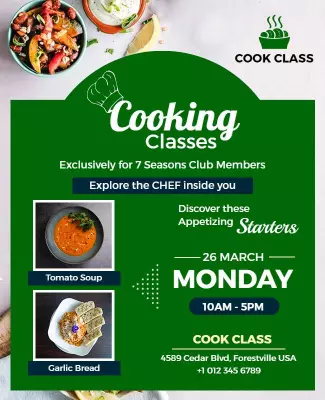 Club Members Exclusive Cooking Classes Flyer Template
