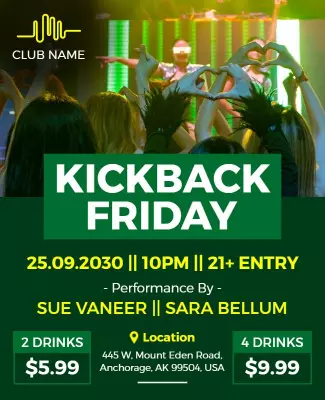 Club Night Kickback Friday Event Flyer Template