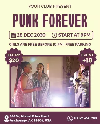 Club Night Punk Music Event Flyer Template