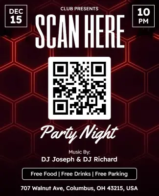 Club Party Night with QR Code Flyer Template