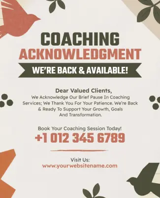Coaching Availability and Acknowledgment Flyer Template