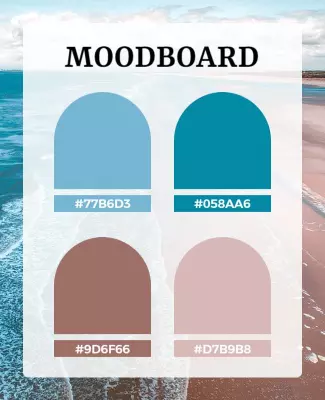 Coastal Blue and Earthy Pastel Moodboard Poster Template