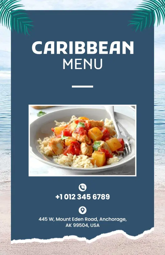 Coastal Caribbean Flavor-Focused Restaurant Menu Template