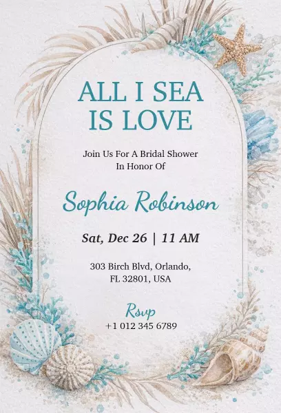 Coastal Nautical Charm Bridal Shower Invitation Template