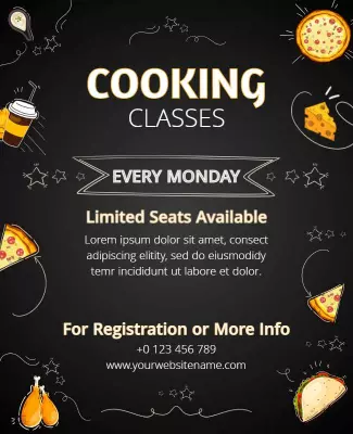 Cod Gray and Nero Cooking Class Flyer Template