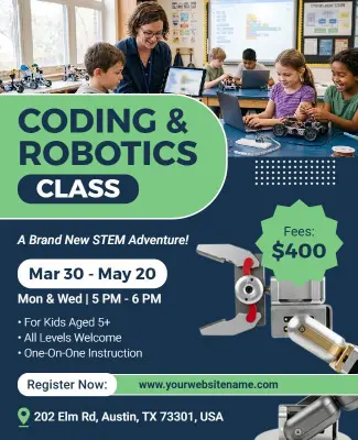 Coding and Robotics STEM Class Flyer Template
