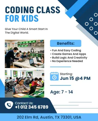 Coding Class for Kids Flyer Template