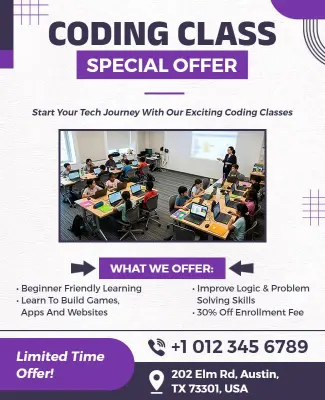 Coding Class Special Offer Flyer Template