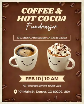 Coffee and Hot Cocoa Fundraiser Flyer Template