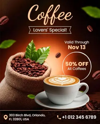 Coffee Lovers Discount Promotion Flyer Template