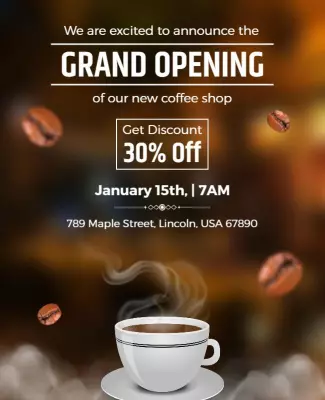 Rustic Coffee Shop Grand Opening Announcement Flyer Template