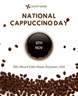 Coffee-Themed National Cappuccino Day Celebration Poster Template