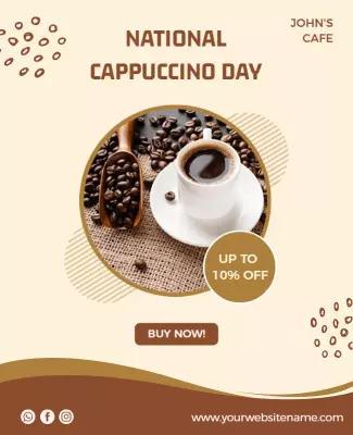 Coffee-Themed National Cappuccino Day Promotion Poster Template