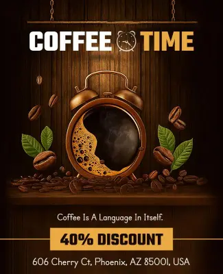 Coffee Time Discount Announcement Flyer Template