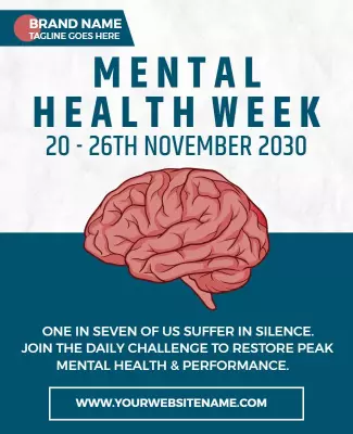 Cognitive Brain Awareness for Mental Health Week Poster Template