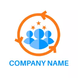 Collaborative Blue Figures Representing Human Resources Logo Template
