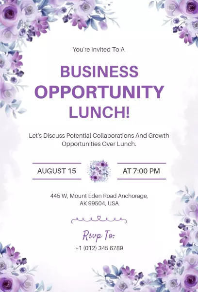Collaborative Business Opportunity Networking Lunch Invitation Template