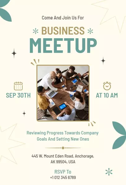 Collaborative Business Strategy Progress Meetup Invitation Template
