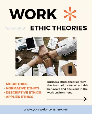 Collaborative Hands Connecting on Work Ethics Theories Poster Template
