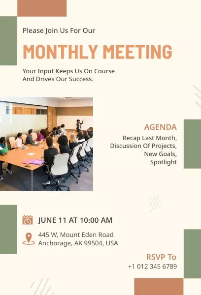 Collaborative Project Monthly Meeting Discussion Invitation Template