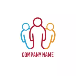 Collaborative Team Members Representation in Vibrant Colors Logo Template