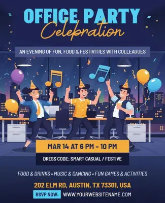 Colleague Office Party Celebration Flyer Template